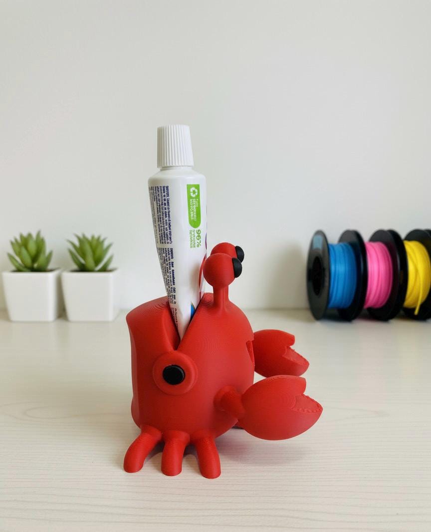 Presse-Moi tube de Dentifrice, Crabe Rigolo, Accessoire Salle de Bain Kawaii, Idée Cadeau Fun pour Enfants et Adultes