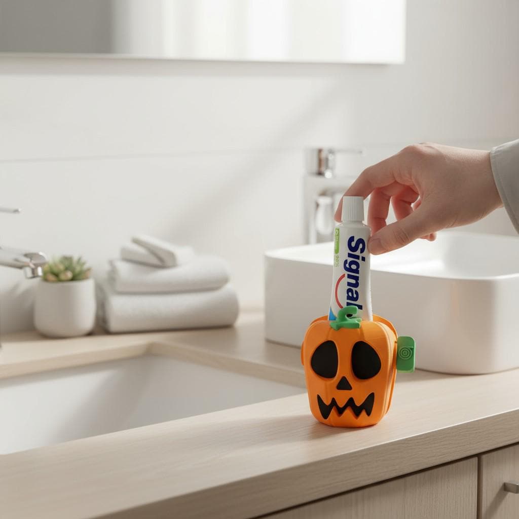 Presse tube Citrouille Halloween | Accessoire salle de bain amusant | Idée cadeau anti-gaspillage