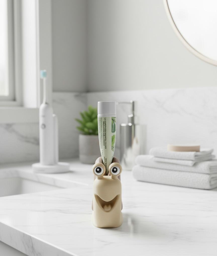 Presse-tube de dentifrice escargot | Accessoire salle de bain mignon | Animal rigolo en 3D | Cadeau original