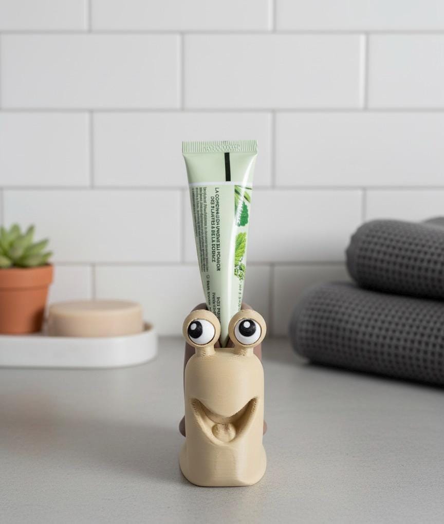 Presse-tube de dentifrice escargot | Accessoire salle de bain mignon | Animal rigolo en 3D | Cadeau original