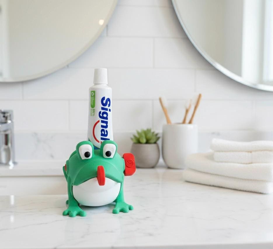 Presse-tube de dentifrice grenouille | Accessoire salle de bain rigolo | Animal mignon imprimé 3D | Cadeau fun et original