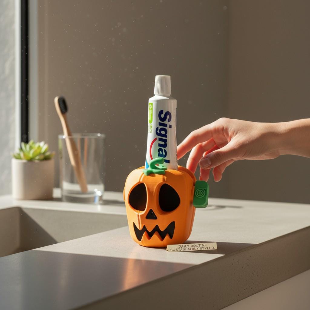 Presse tube Citrouille Halloween | Accessoire salle de bain amusant | Idée cadeau anti-gaspillage