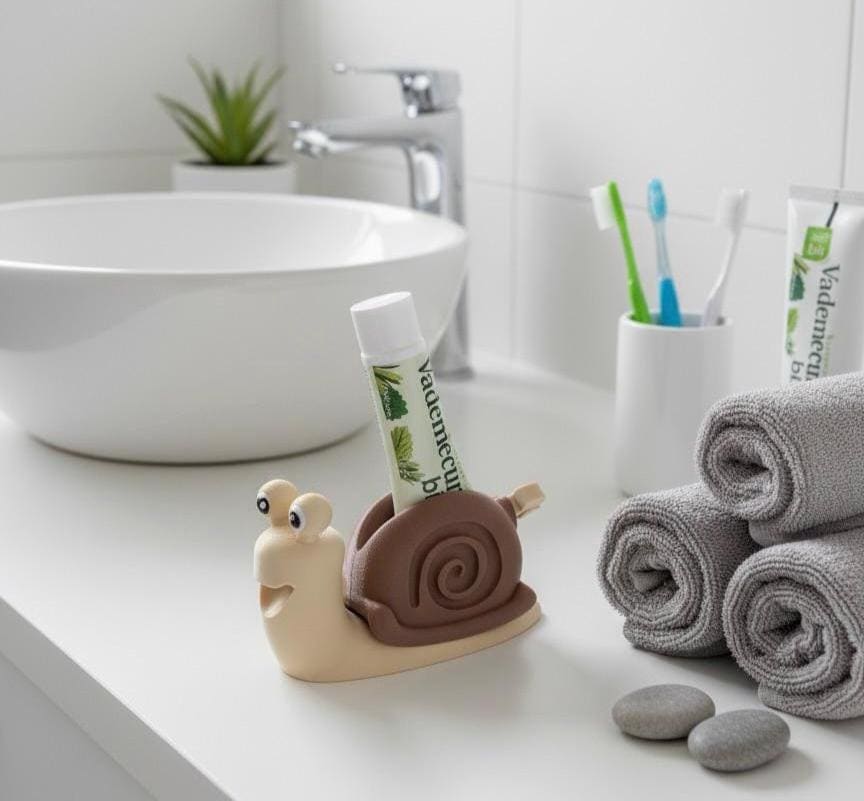 Presse-tube de dentifrice escargot | Accessoire salle de bain mignon | Animal rigolo en 3D | Cadeau original