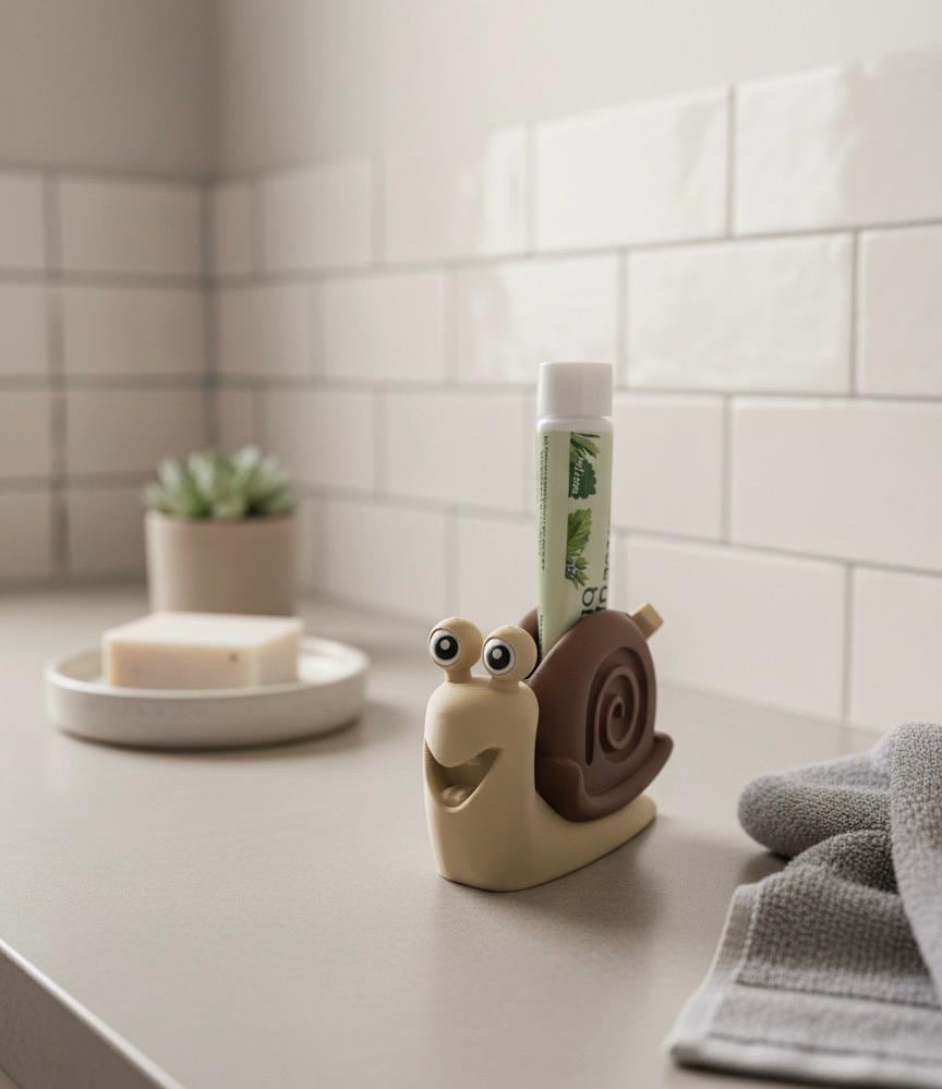 Presse-tube de dentifrice escargot | Accessoire salle de bain mignon | Animal rigolo en 3D | Cadeau original