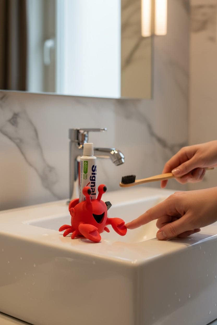 Presse-Moi tube de Dentifrice, Crabe Rigolo, Accessoire Salle de Bain Kawaii, Idée Cadeau Fun pour Enfants et Adultes