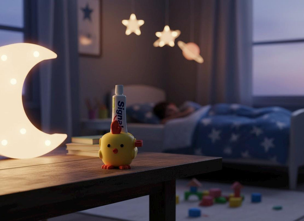 Presse-tube de dentifrice poussin | Accessoire salle de bain coloré et mignon | Animal rigolo imprimé 3D | Cadeau original pour enfants