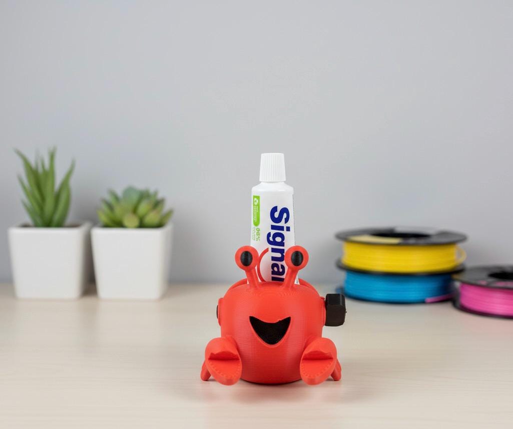 Presse-Moi tube de Dentifrice, Crabe Rigolo, Accessoire Salle de Bain Kawaii, Idée Cadeau Fun pour Enfants et Adultes