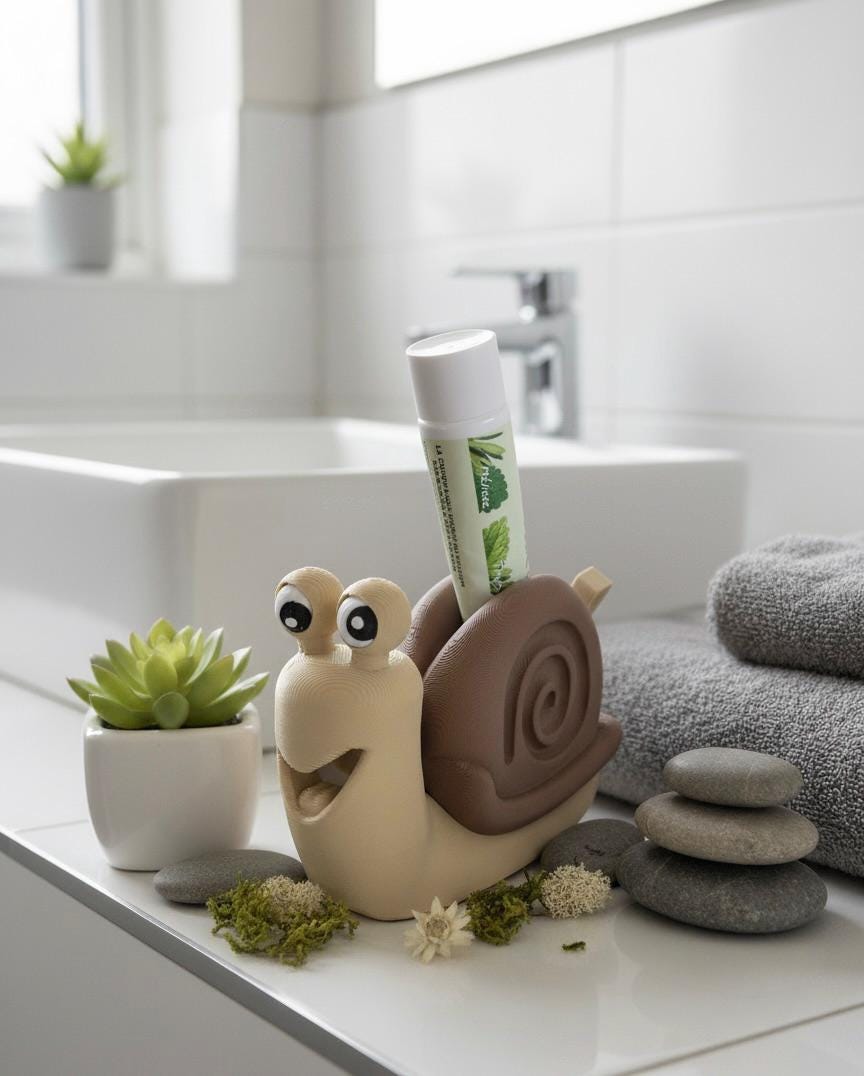 Presse-tube de dentifrice escargot | Accessoire salle de bain mignon | Animal rigolo en 3D | Cadeau original