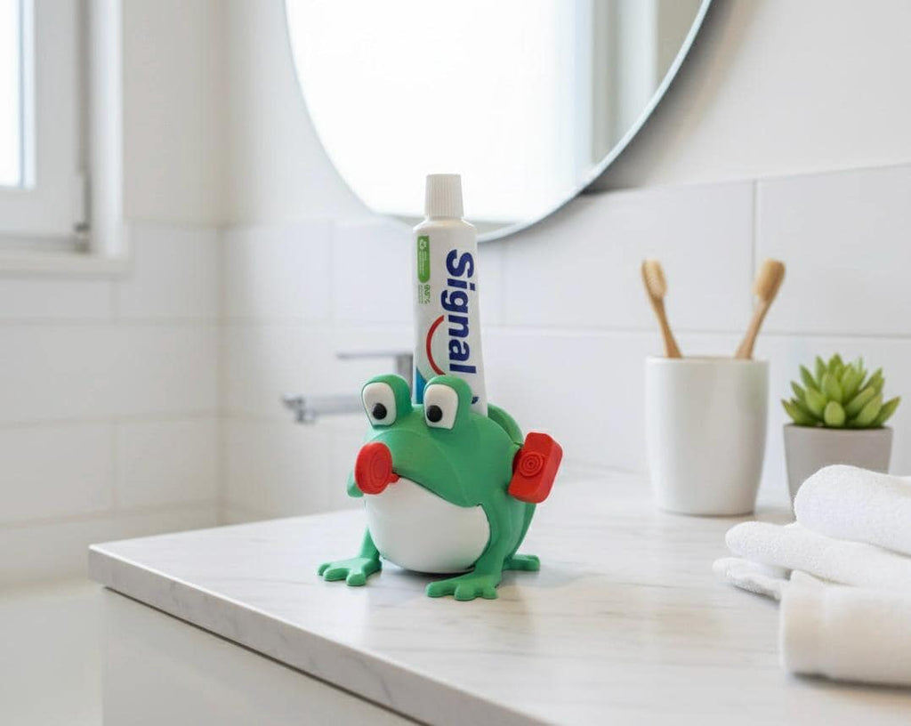 Presse-tube de dentifrice grenouille | Accessoire salle de bain rigolo | Animal mignon imprimé 3D | Cadeau fun et original