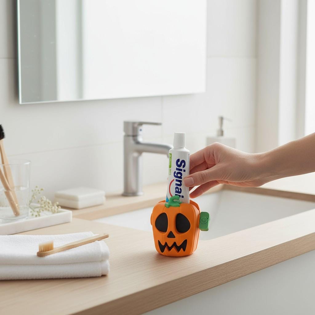 Presse tube Citrouille Halloween | Accessoire salle de bain amusant | Idée cadeau anti-gaspillage
