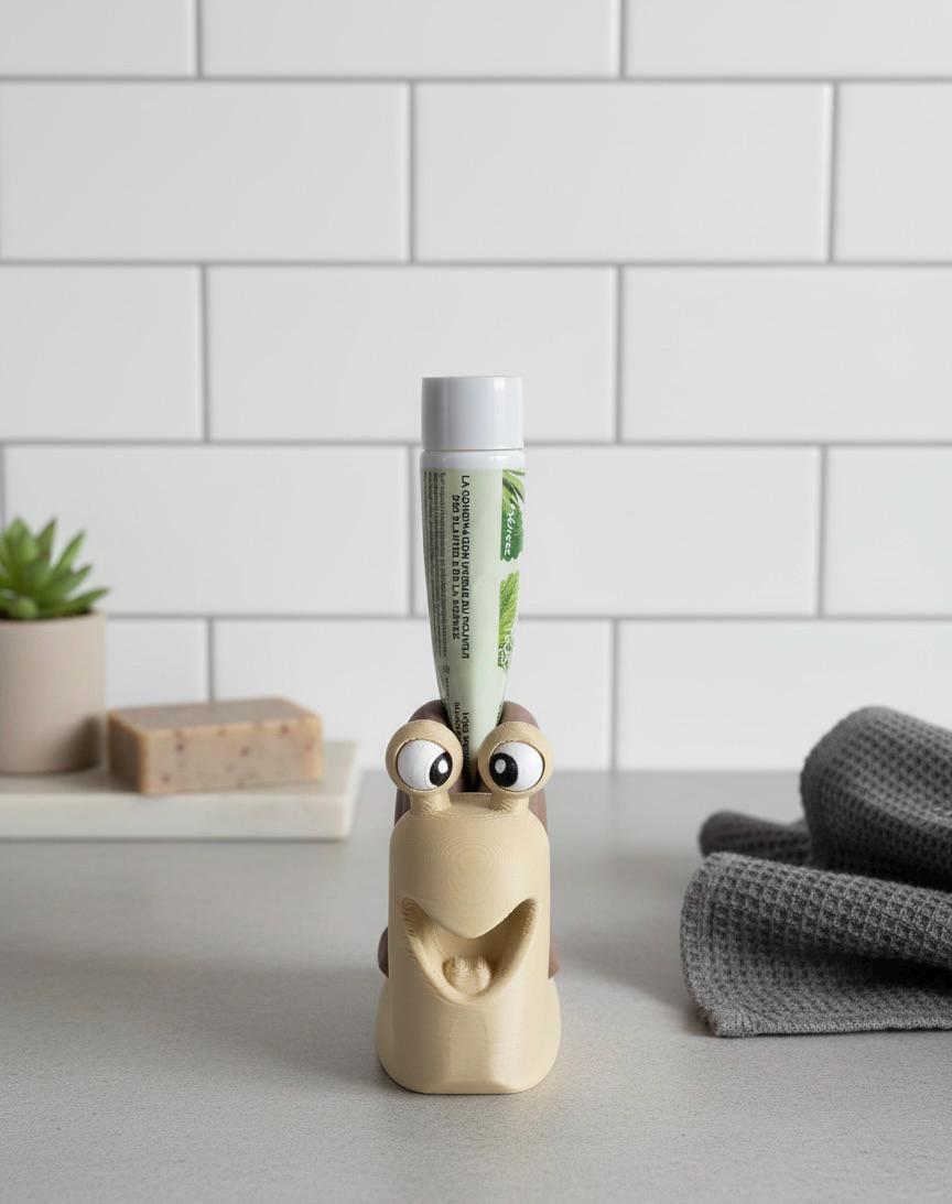 Presse-tube de dentifrice escargot | Accessoire salle de bain mignon | Animal rigolo en 3D | Cadeau original