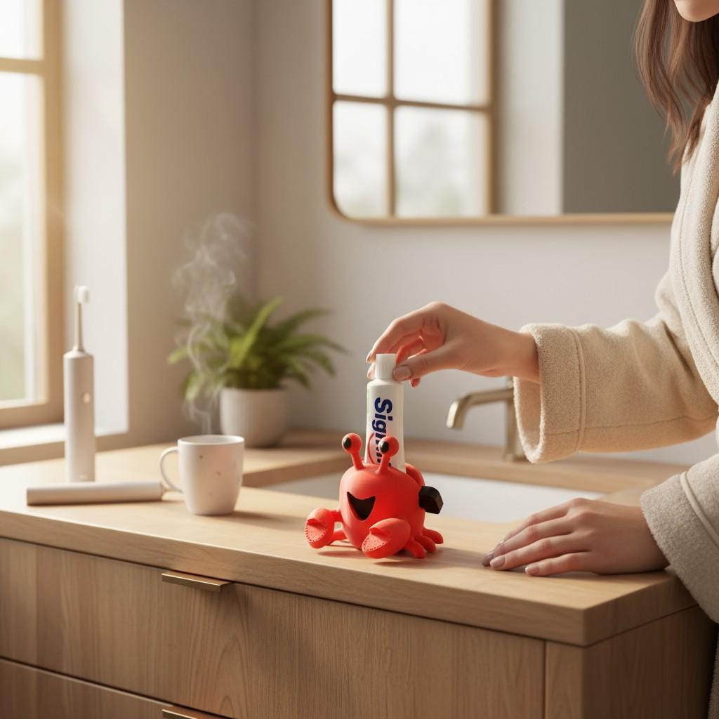 Presse-Moi tube de Dentifrice, Crabe Rigolo, Accessoire Salle de Bain Kawaii, Idée Cadeau Fun pour Enfants et Adultes