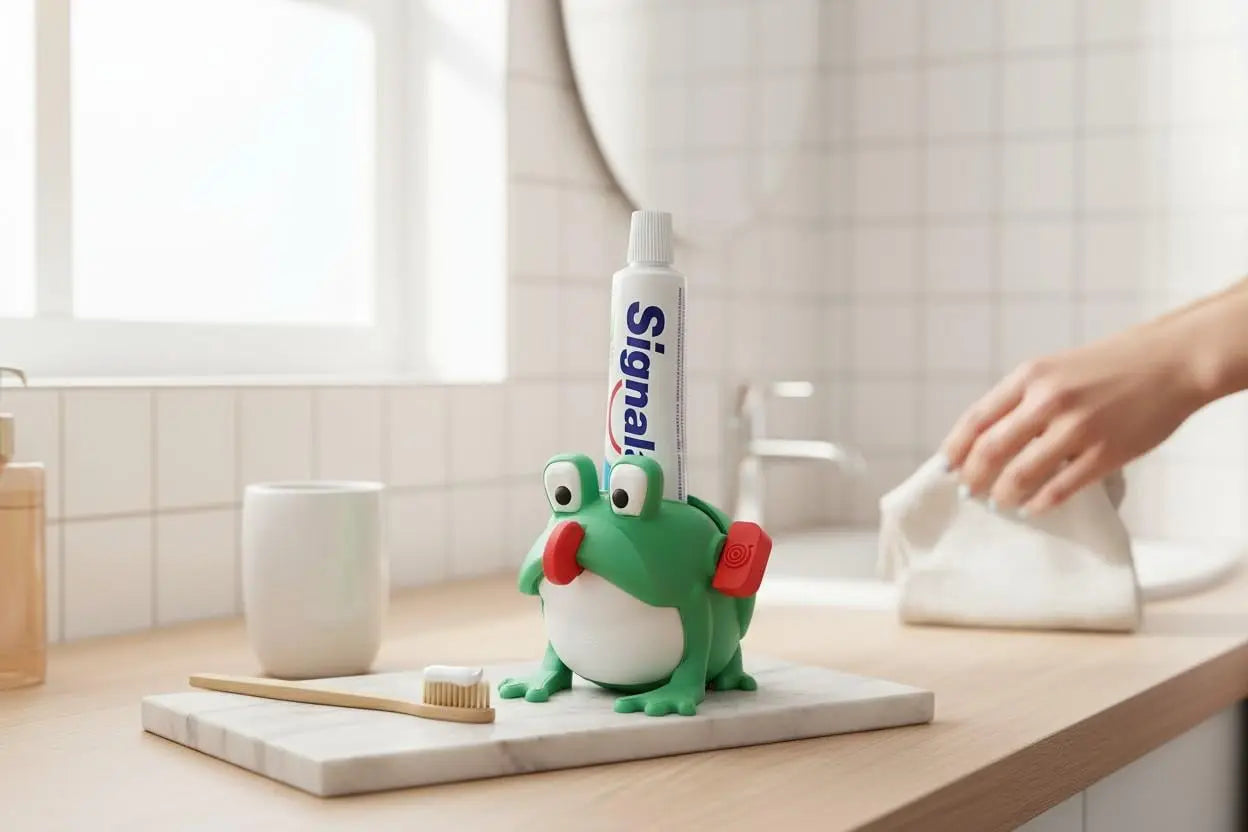 Presse-tube de dentifrice grenouille | Accessoire salle de bain rigolo | Animal mignon imprimé 3D | Cadeau fun et original Presse-moi
