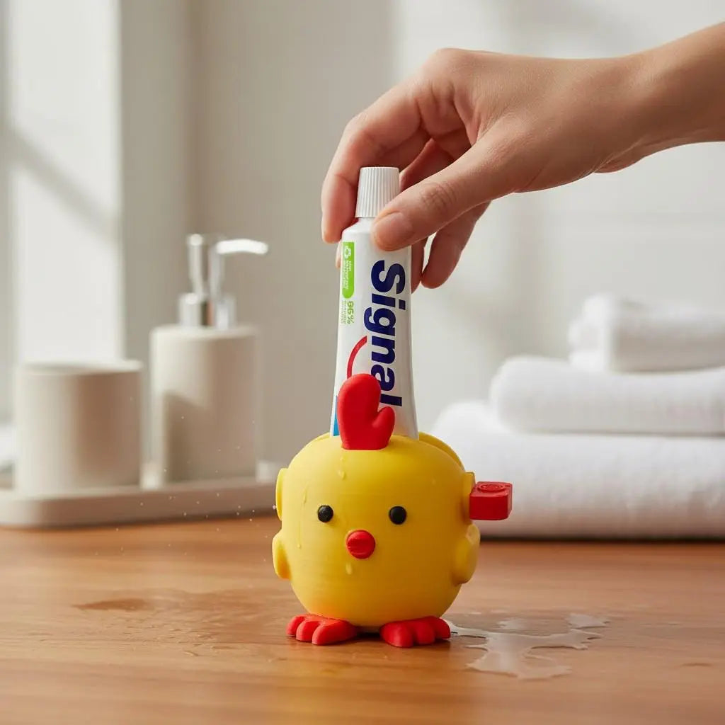 Presse-tube de dentifrice poussin | Accessoire salle de bain coloré et mignon | Animal rigolo imprimé 3D | Cadeau original pour enfants Presse-moi