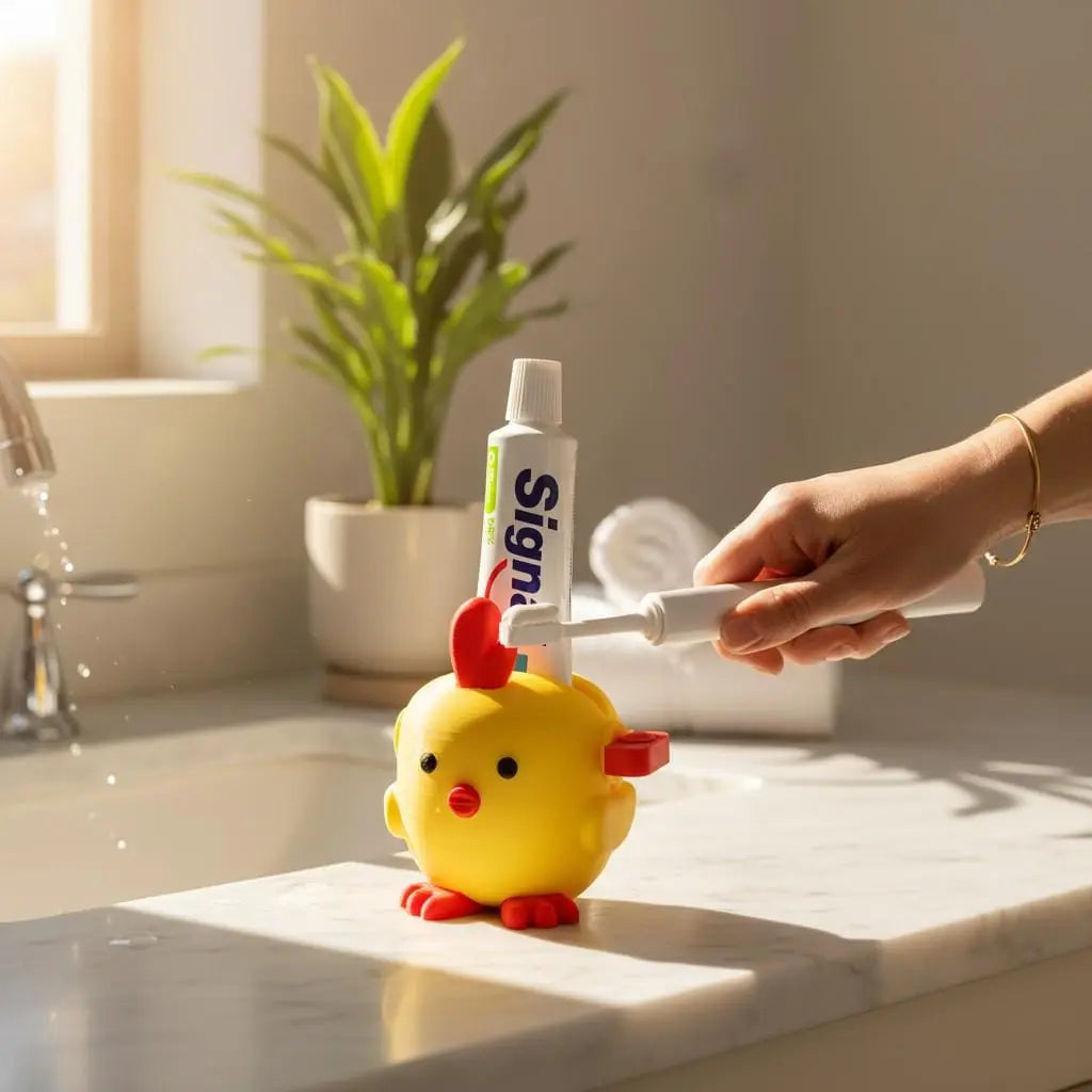 Presse-tube de dentifrice poussin | Accessoire salle de bain coloré et mignon | Animal rigolo imprimé 3D | Cadeau original pour enfants Presse-moi